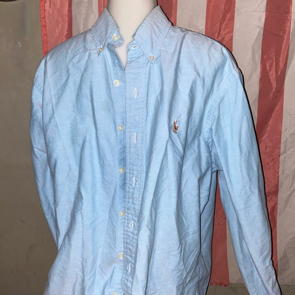 Polo Ralph Lauren Baby Blue Dress SHIRT SZ LARGE BUTTOD DOWN